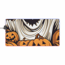 DistinctInk LED Gaming Mouse Pad with Ghostly Skeleton and Pumpkins Design for Halloween