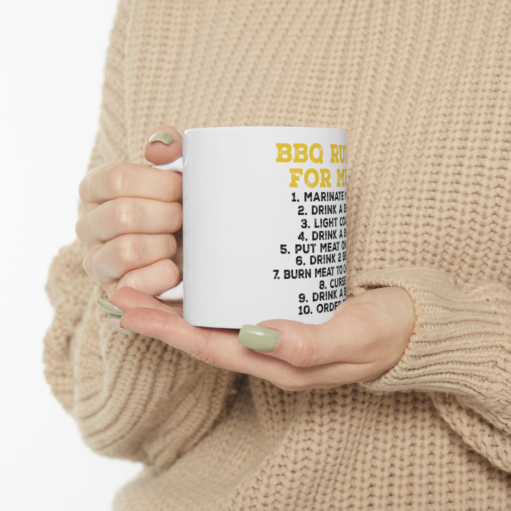 Glossy White Coffee / Tea Mug - BBQ Rules for Men, view 10
