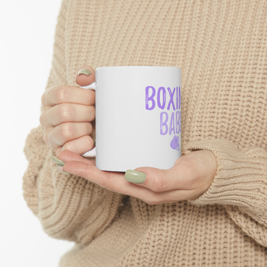 Glossy White Coffee / Tea Mug - Boxing Babe, view 10