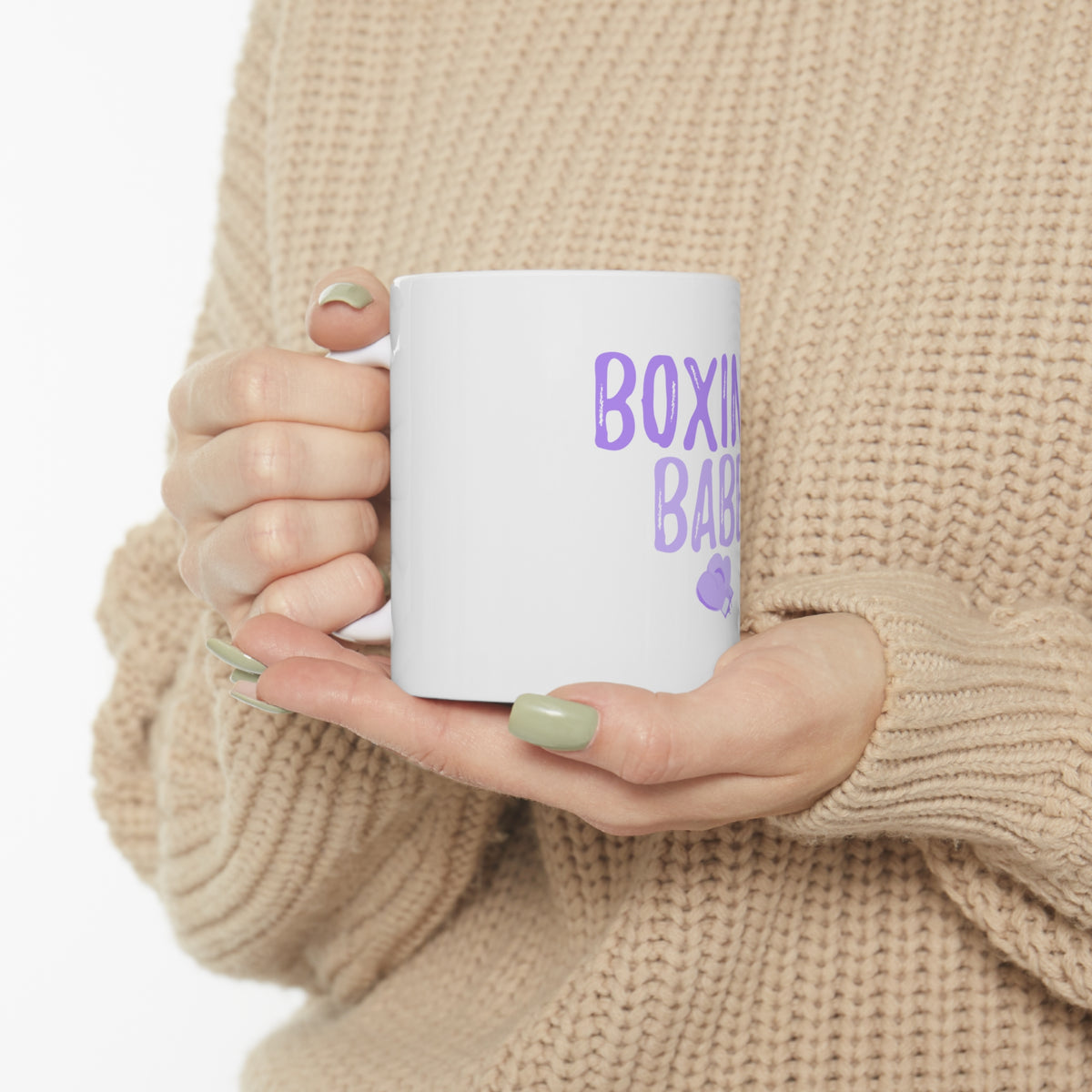 Glossy White Coffee / Tea Mug - Boxing Babe, view 10