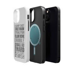 DistinctInk ToughCase for Apple iPhone, Compatible with MagSafe Charging - Basketball Word Art Jump Shot Free Throw