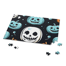 DistinctInk Jigsaw Puzzle with Skele-Ghostly Pumpkin Patch Design for Halloween