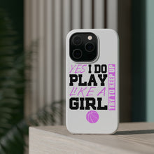 DistinctInk ToughCase for Apple iPhone, Compatible with MagSafe Charging - Volleyball Yes I Do Play Like a Girl
