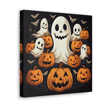 DistinctInk Canvas Wall Art with Haunted Skeleton Jack-O-Lantern for Halloween