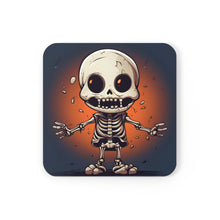DistinctInk (Set of 4) Corkwood Coasters with Skelly's Halloween Bash Design for Halloween