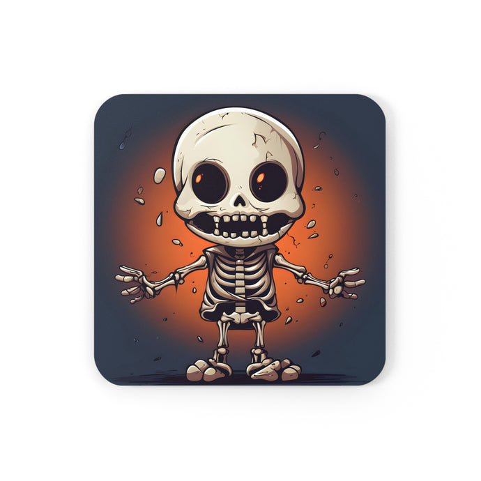 DistinctInk (Set of 4) Corkwood Coasters with Skelly's Halloween Bash Design for Halloween
