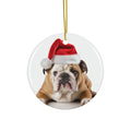 Hanging Ceramic Christmas Tree Ornament with Gold String - Bulldog Design