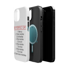 DistinctInk ToughCase for Apple iPhone, Compatible with MagSafe Charging - My Perfect Day - Motorbike Motorcycle