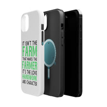 DistinctInk ToughCase for Apple iPhone, Compatible with MagSafe Charging - Hard Work & Character Make the Farmer
