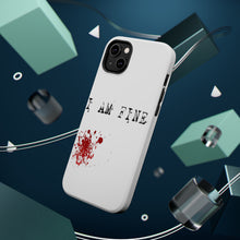 DistinctInk ToughCase for Apple iPhone, Compatible with MagSafe Charging - I Am Fine - Blood Splatter