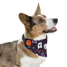 DistinctInk Adjustable Pet Banana Collar with Skeletal Ghostly Pumpkins Design for Halloween