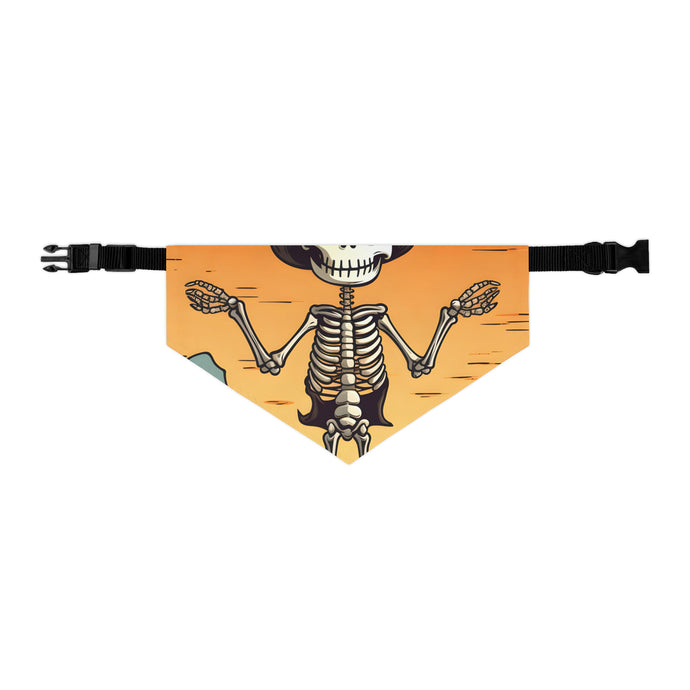 DistinctInk Adjustable Pet Banana Collar with Skelefun Halloween Design for Halloween