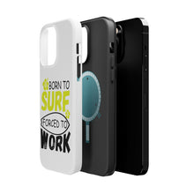 DistinctInk ToughCase for Apple iPhone, Compatible with MagSafe Charging - Born to Surf Forced to Work