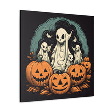 DistinctInk Canvas Wall Art with Spooky Skeleton Pumpkins for Halloween