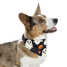 DistinctInk Adjustable Pet Banana Collar with Ghost Skeleton Pumpkin Cartoon Design for Halloween