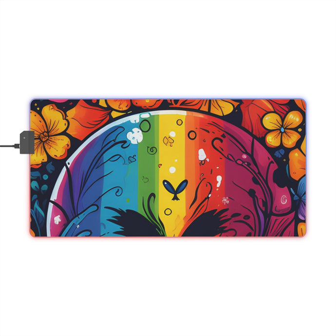 DistinctInk LED Gaming Mouse Pad with A World of Possibilities Design for LGBTQ+ Pride