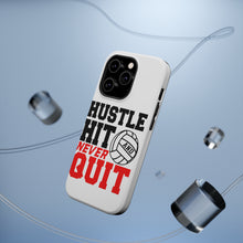 DistinctInk ToughCase for Apple iPhone, Compatible with MagSafe Charging - Hustle Hit Never Quit Volleyball