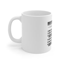 DistinctInk Glossy White Coffee / Tea Mug - Rules of the Kitchen - Chef Is Right