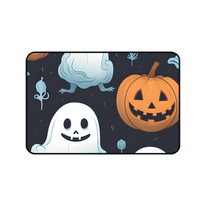 DistinctInk Desk Mat with Ghastly Skeleton Pumpkin Patch Design for Halloween