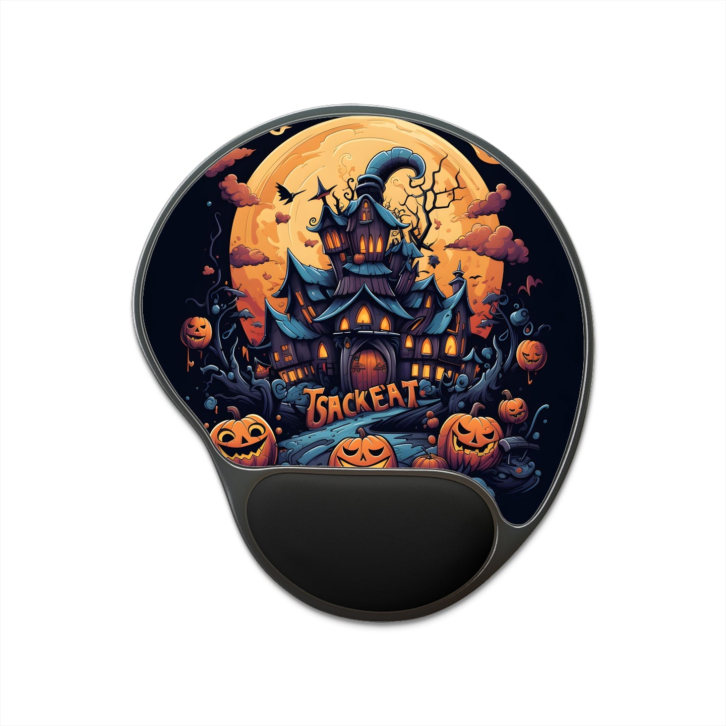 DistinctInk Mouse Pad with Wrist Rest  with Spooky Sweet Treats Design for Halloween
