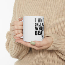 DistinctInk Glossy White Coffee / Tea Mug - I Am The Only Player Who Can Beat Me Tennis