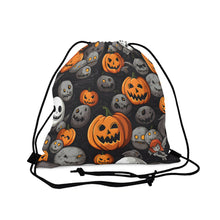 DistinctInk Drawstring Bag Backpack with Haunted Harvest Time Design for Halloween