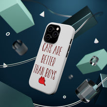 DistinctInk ToughCase for Apple iPhone, Compatible with MagSafe Charging - Cats Are Better Than Boys