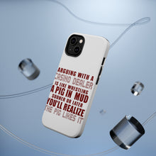 DistinctInk ToughCase for Apple iPhone, Compatible with MagSafe Charging - Arguing with Casino Dealer Like Pink in Mud
