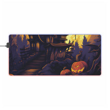 DistinctInk LED Gaming Mouse Pad with Ghostly Ghouls in the Graveyard Design for Halloween
