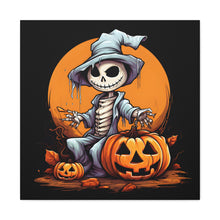 DistinctInk Canvas Wall Art with Haunted Jack-O'-Skeleton for Halloween