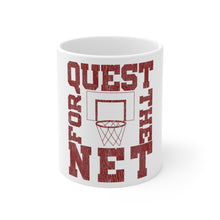 DistinctInk Glossy White Coffee / Tea Mug - Quest For The Net Basketball