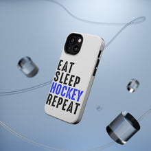 DistinctInk ToughCase for Apple iPhone, Compatible with MagSafe Charging - Eat Sleep Hockey Repeat