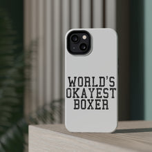 DistinctInk ToughCase for Apple iPhone, Compatible with MagSafe Charging - World's Okayest Boxer