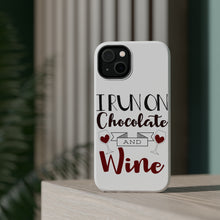 DistinctInk ToughCase for Apple iPhone, Compatible with MagSafe Charging - I Run on Chocolate and Wine