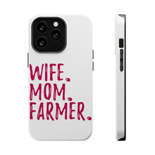 DistinctInk ToughCase for Apple iPhone, Compatible with MagSafe Charging - Wife. Mom. Farmer.