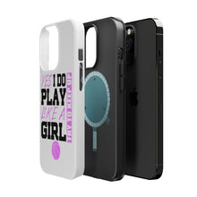 DistinctInk ToughCase for Apple iPhone, Compatible with MagSafe Charging - Volleyball Yes I Do Play Like a Girl
