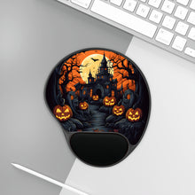 DistinctInk Mouse Pad with Wrist Rest  with Darkness Falls on Halloween Design for Halloween