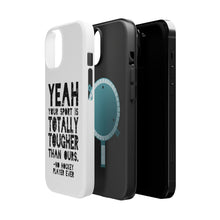 DistinctInk ToughCase for Apple iPhone, Compatible with MagSafe Charging - Yeah Your Sport Is Totally Tougher Hockey