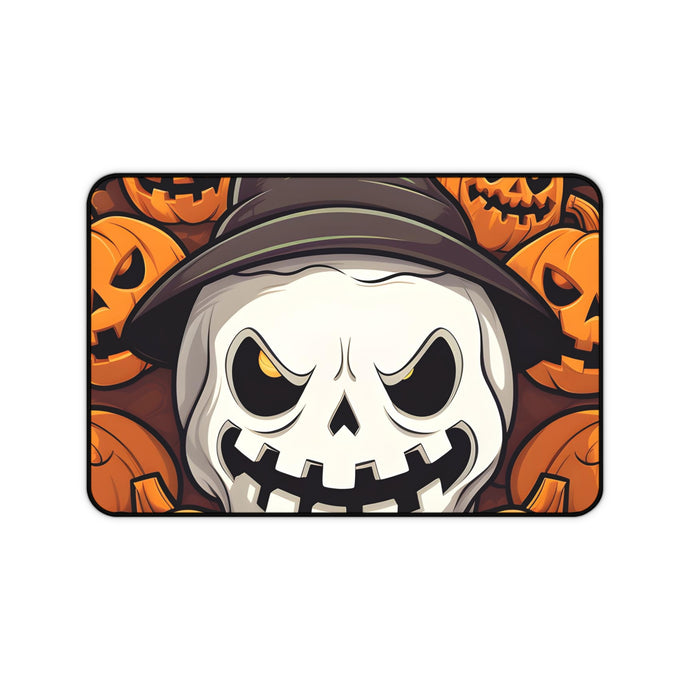 DistinctInk Desk Mat with Spooky Skeleton Pumpkin Patch Design for Halloween
