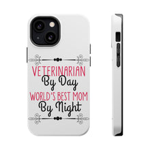 DistinctInk ToughCase for Apple iPhone, Compatible with MagSafe Charging - Vet By Day, Best Mom By Night