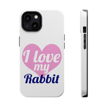 DistinctInk ToughCase for Apple iPhone, Compatible with MagSafe Charging - I Love My Rabbit