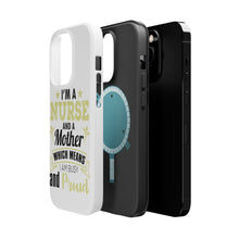 DistinctInk ToughCase for Apple iPhone, Compatible with MagSafe Charging - Nurse and a Mother - Busy and Proud