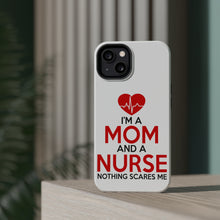 DistinctInk ToughCase for Apple iPhone, Compatible with MagSafe Charging - Mom and a Nurse Nothing Scares Me