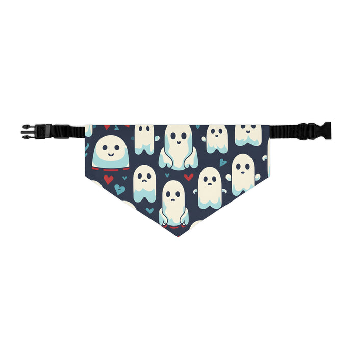 DistinctInk Adjustable Pet Banana Collar with Skelephants and Ghostly Ghouls Design for Halloween