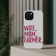 DistinctInk ToughCase for Apple iPhone, Compatible with MagSafe Charging - Wife. Mom. Farmer.