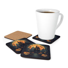 DistinctInk (Set of 4) Corkwood Coasters with Spooky Trick or Treating Design for Halloween