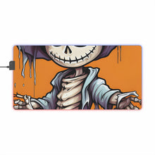 DistinctInk LED Gaming Mouse Pad with Haunted Jack-O'-Skeleton Design for Halloween