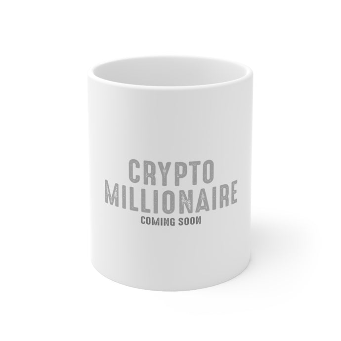 DistinctInk Glossy White Coffee / Tea Mug - Crypto Millionaire - Coming Soon