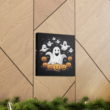 DistinctInk Canvas Wall Art with Skeletal Ghostly Pumpkin Patch for Halloween