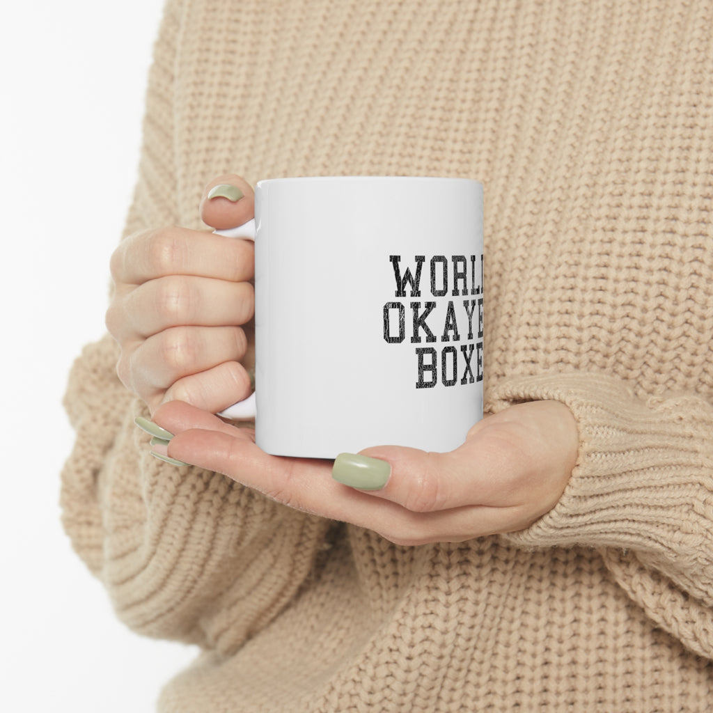 Glossy White Coffee / Tea Mug - World's Okayest Boxer, view 10